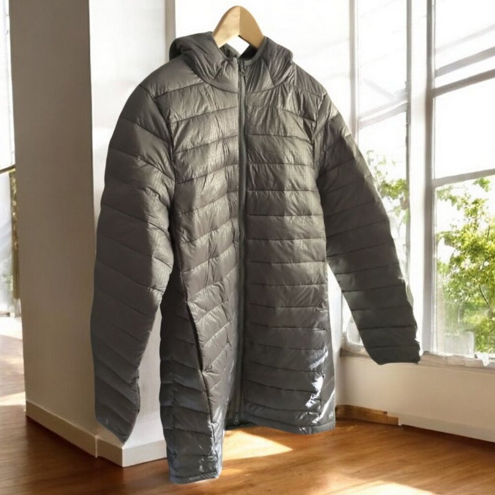 WIND RIVER Mid-length Puffer Parka Light-weight Hooded Jacket Gray Fall Winter